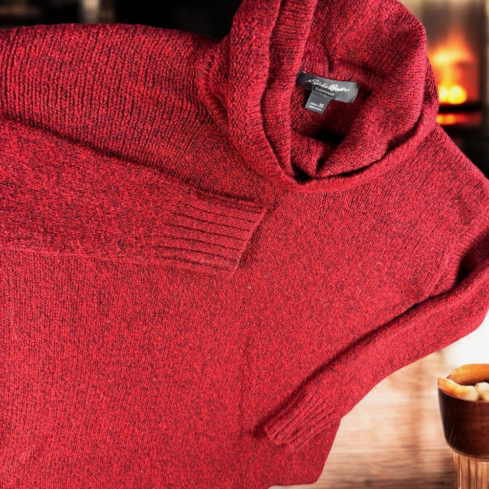 Eddie Bauer Sleepwear‎ Red Cowl Neck Knit Sweater Pullover Women's XS
